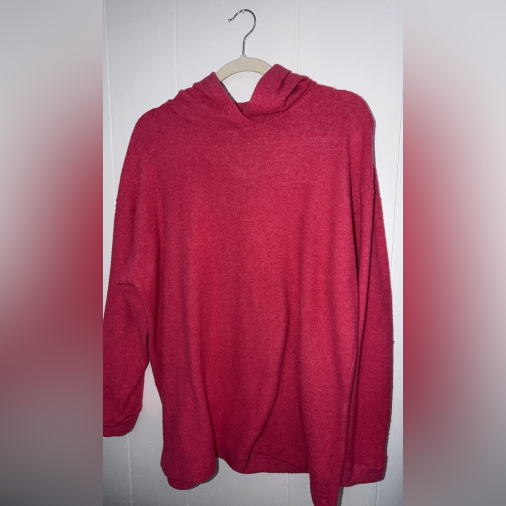 Zenana‎ Soft Hooded Pullover Sweatshirt Hot Pink Size L/XL